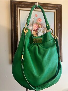 Marc by Marc Jacobs Emerald Green Leather Hobo with Gold Hardware